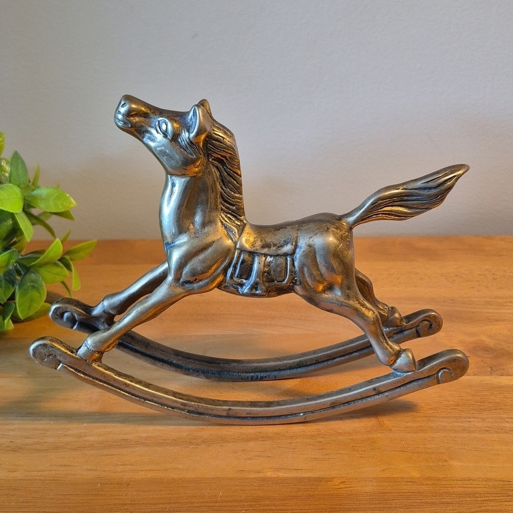 VINTAGE Solid Brass Rocking Horse Figurine Home Decor